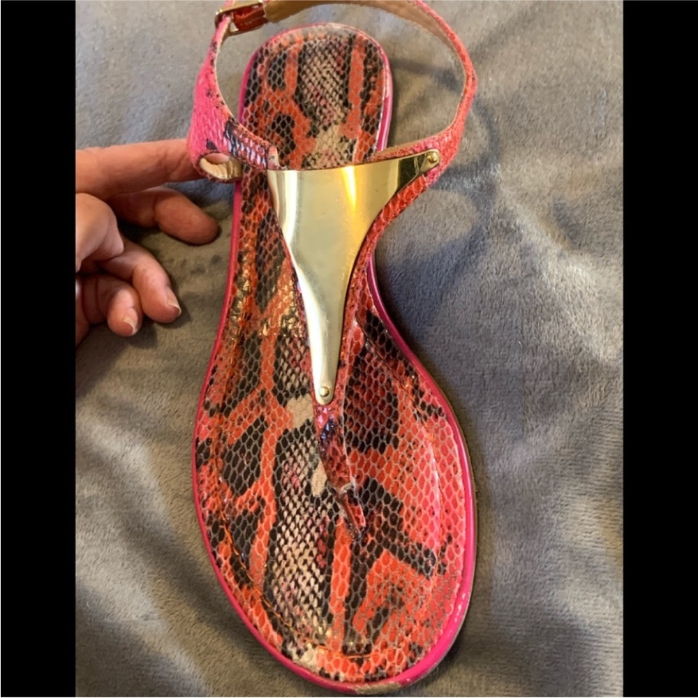 🎁Fergie Snake Print and gold accent Sandals